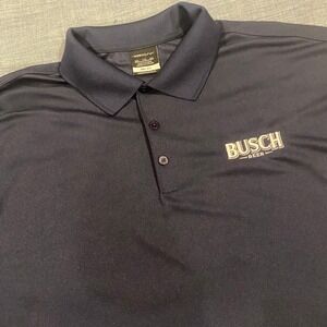 Nike Golf Busch Beer NASCAR Polo Shirt Mens XXL Navy Blue Dri-FIT Performance